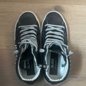 Golden Goose Black and Gray High-Top Sneakers- WOMENS